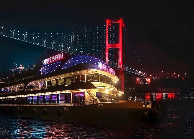 Enjoying the Bosphorus night in Istanbul